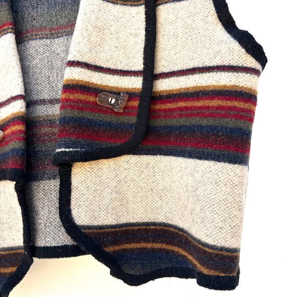 Vintage Woolrich 90s Southwestern Cropped Wool Vest USA Large Blanket Striped - Picture 5 of 7